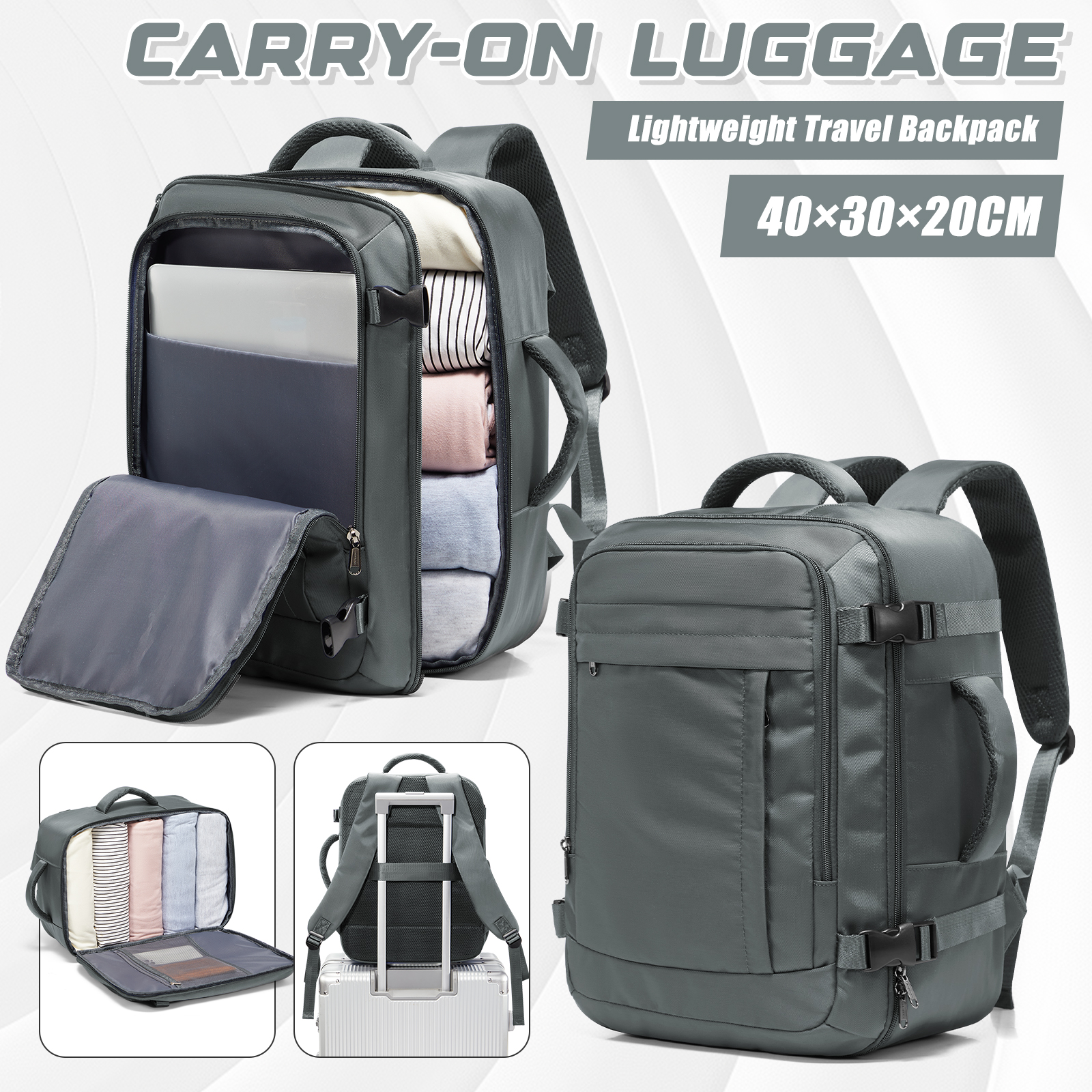 Canvas Backpack Casual - Ryanair Cabin Bags 40x30x20 Underseat Travel