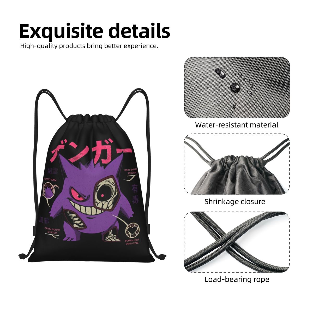 Pokemoned GENGAR'S Body Scan B - Drawstring Gym Bag ulasan dan harga
