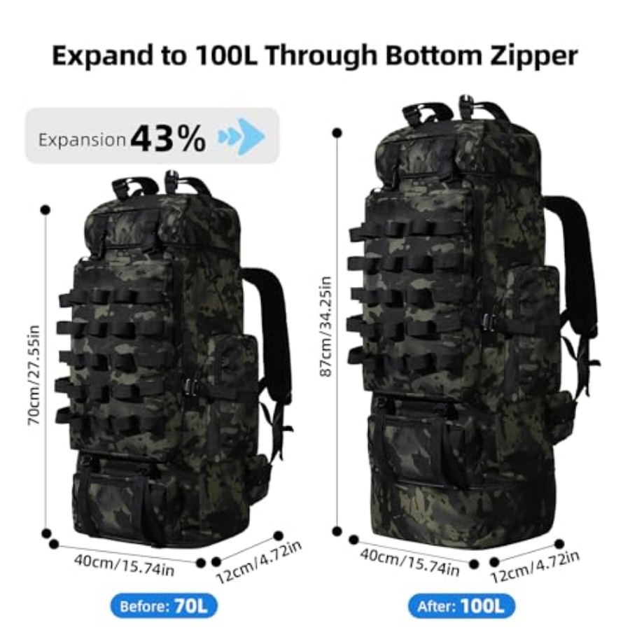 70L/100L Camping Hiking Backpa - Hiking Backpack Waterproof ulasan dan harga