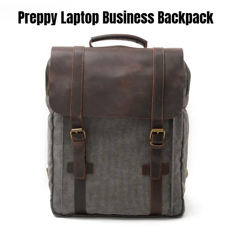 Military Canvas Leather Backpa - Rucksack Military Style ulasan dan harga