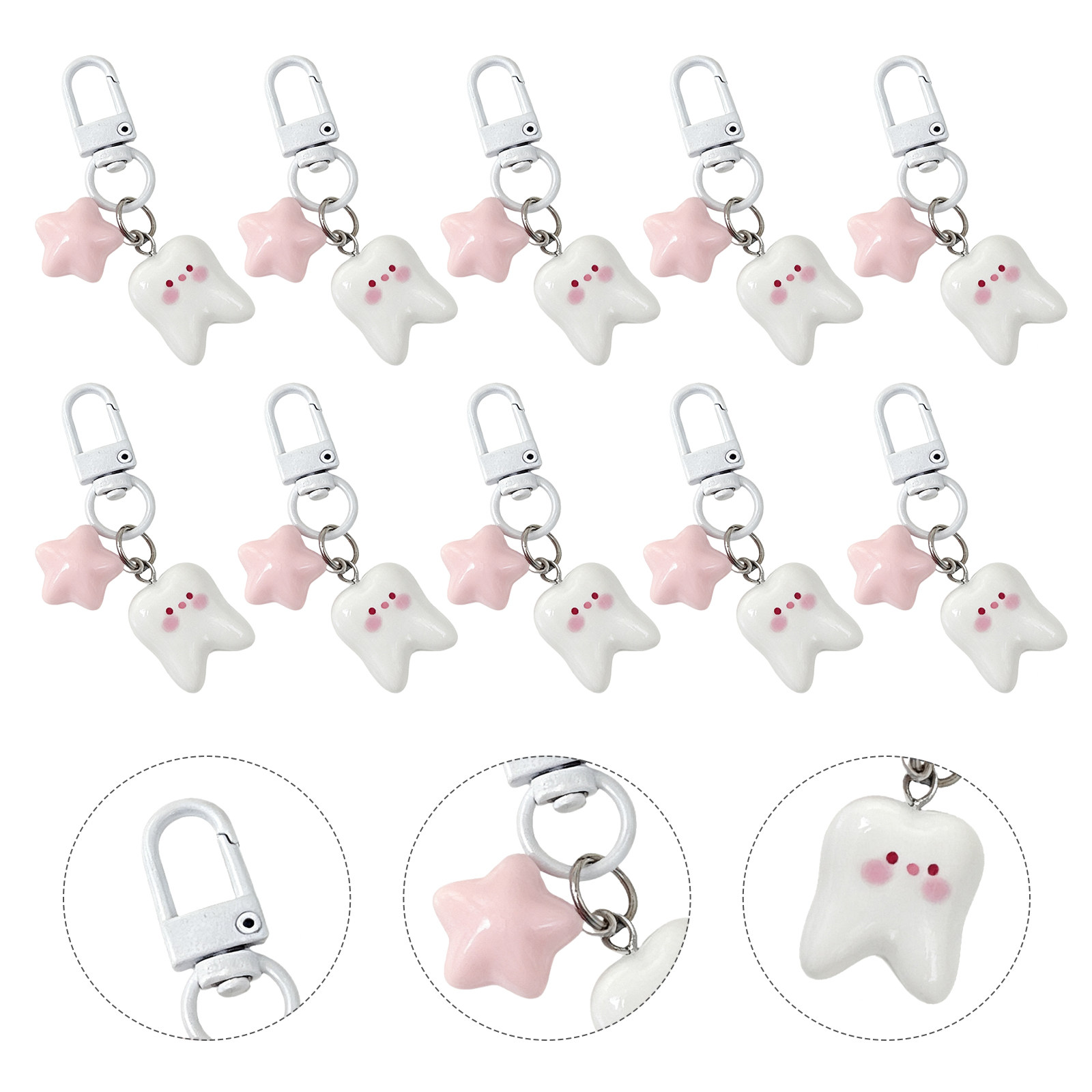 10Pcs Tooth Shape Keychain Cut - Mini Backpack Purse ulasan dan harga