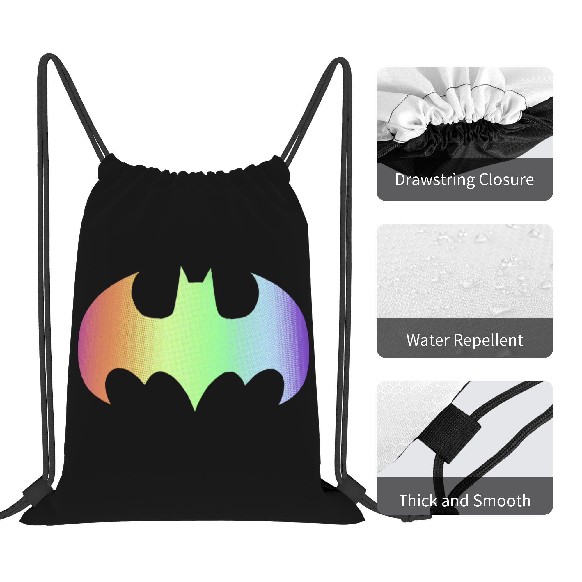 Batmans Logo Rainbow Gradient  - Drawstring Gym Bag ulasan dan harga