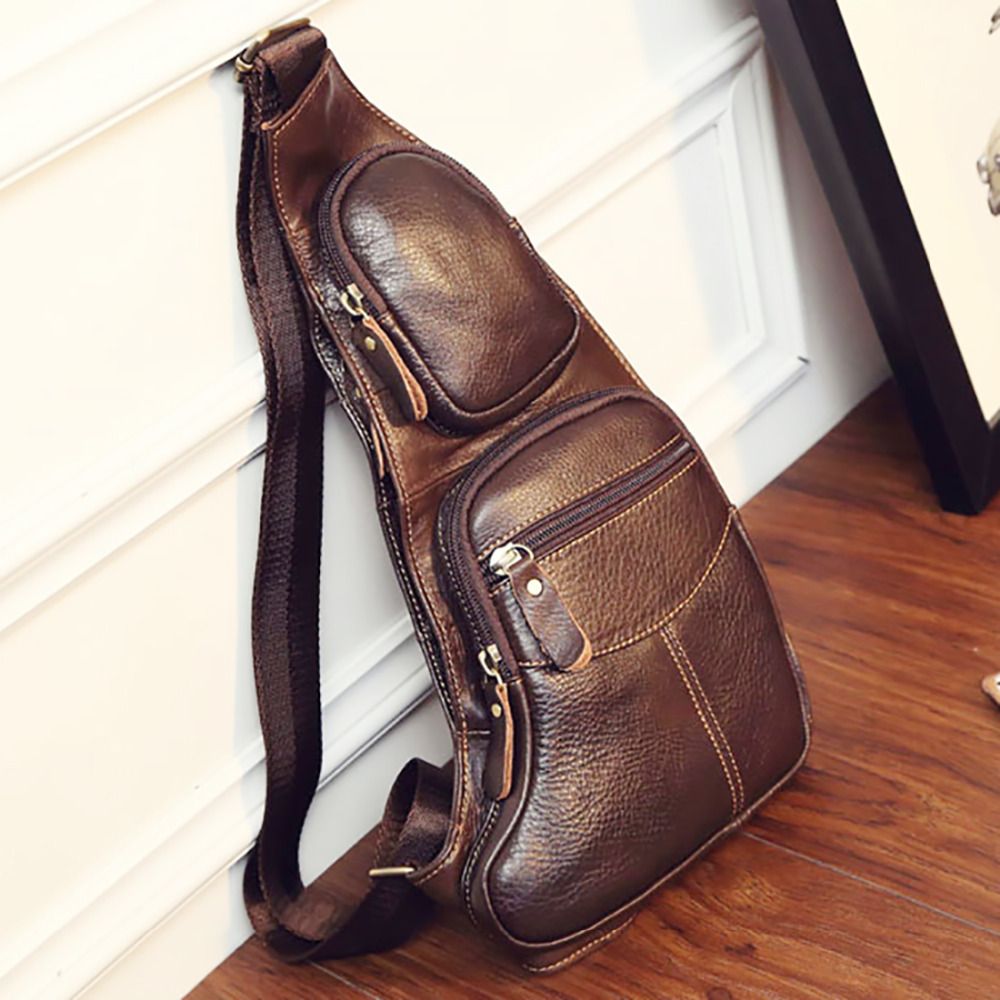 High Quality Men Genuine Leath - Sling Backpack Shoulder ulasan dan harga