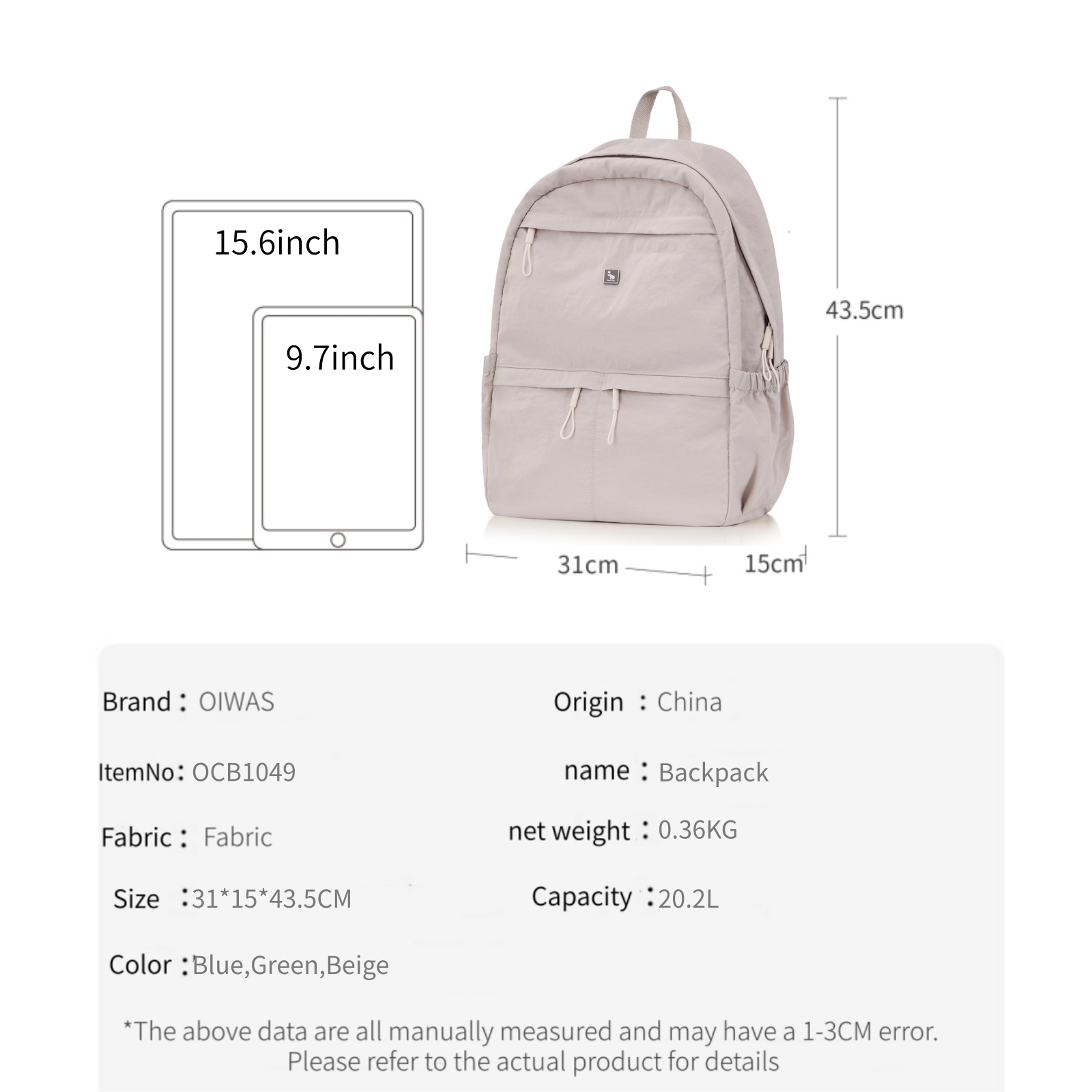 OIWAS Ultra lightweight and st - Canvas Backpack Casual ulasan dan harga