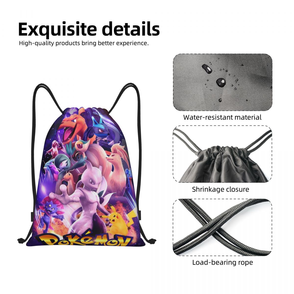 Cute Cartoon Manga Poke-Mon Ba - Drawstring Gym Bag ulasan dan harga