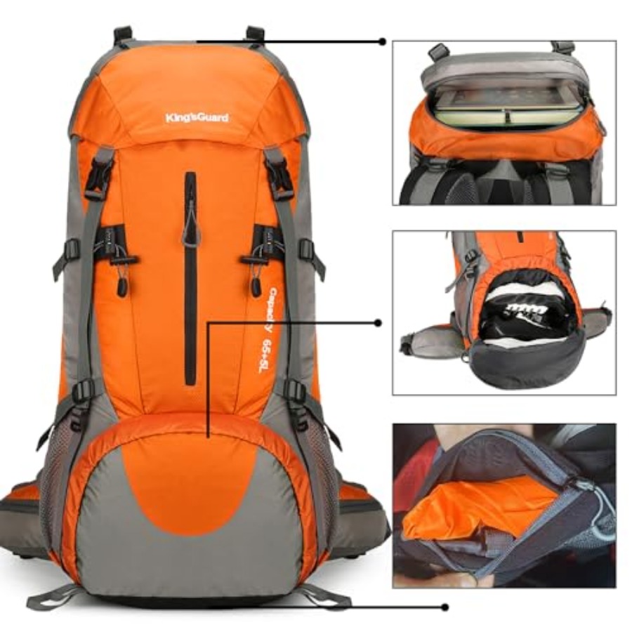 70L Hiking Backpack with Rain  - Hiking Backpack Waterproof ulasan dan harga