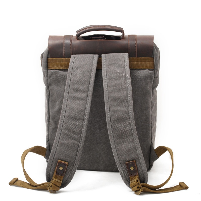 Military Canvas Leather Backpa - Rucksack Military Style ulasan dan harga